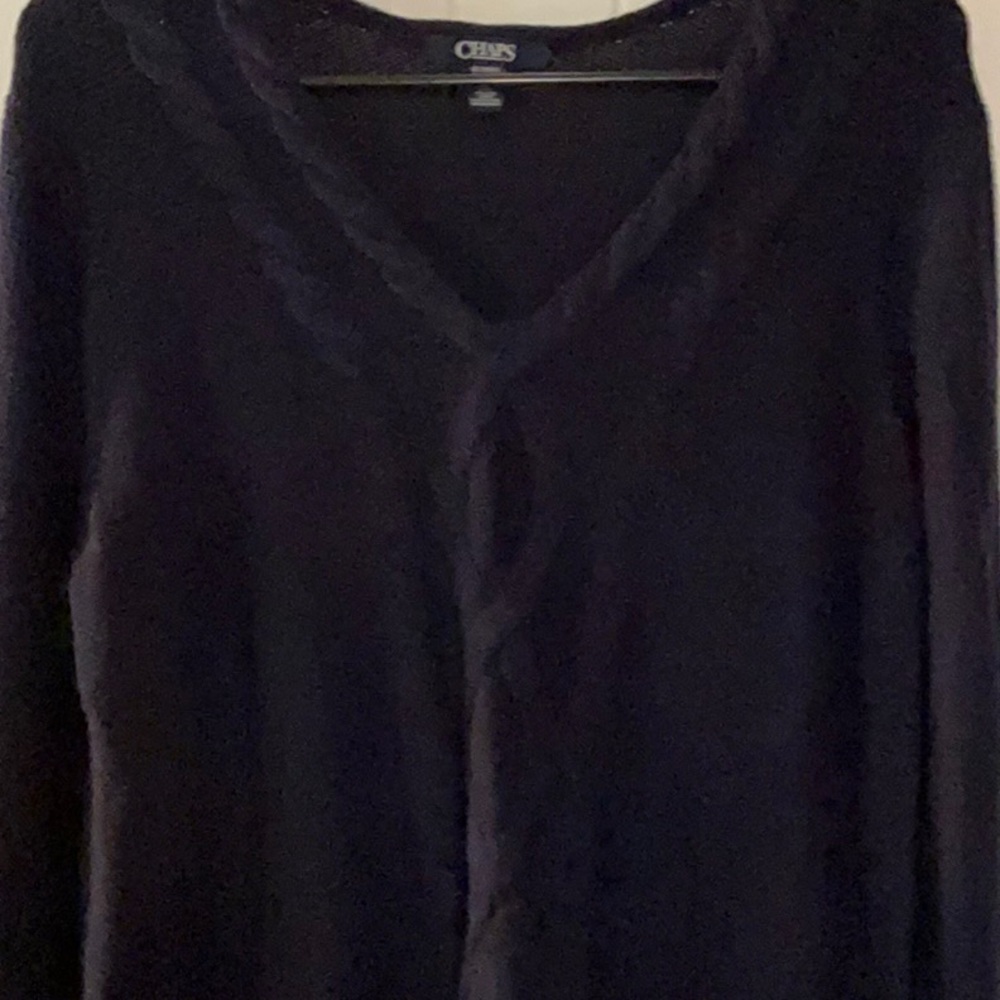 Chaps Womens Cable-Knit V-neck Long Sleeve